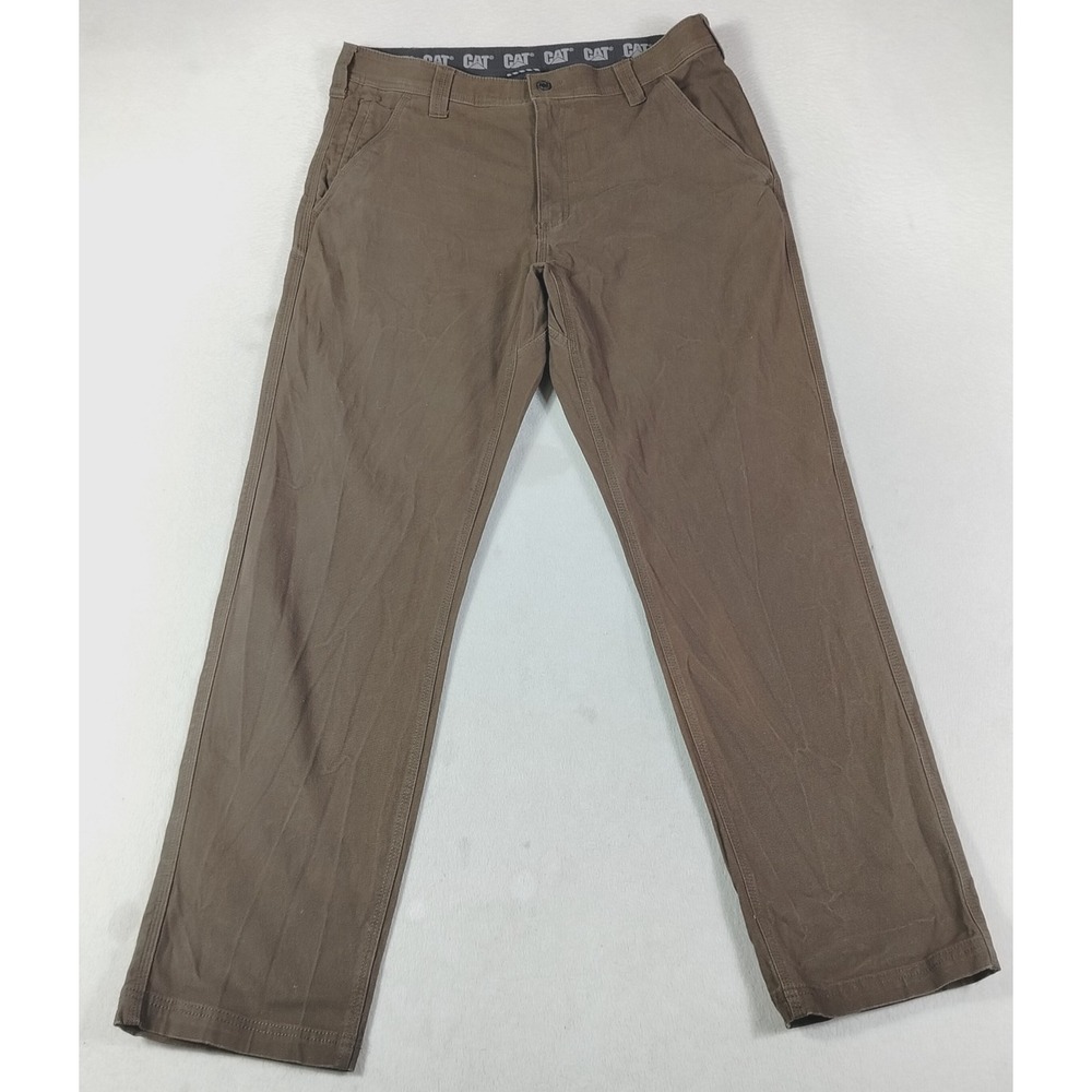 CATERPILLAR Pants Mens 36 Brown Stretch Canvas Chino Khakis Workwear Casual